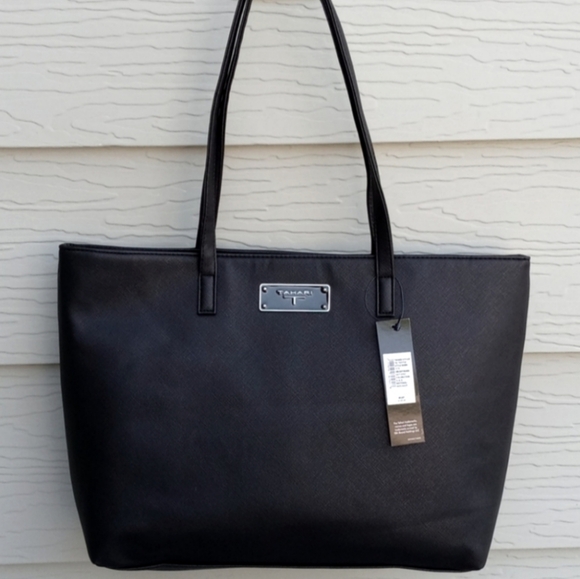 Tahari Handbags - Tahari Black Tote Bag Vegan Leather NWT